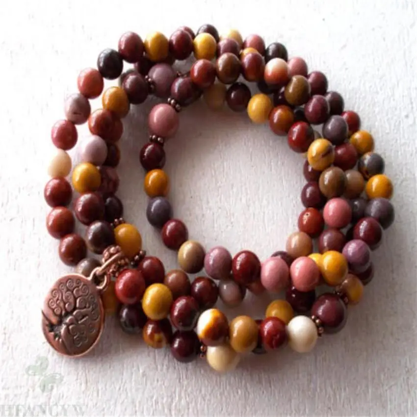 

6mm Egg Huangshi Red Jasper Mala 108 Gemstone necklace Sutra Buddhism Tassel natural cuff spirituality Gemstone energy MONK pray