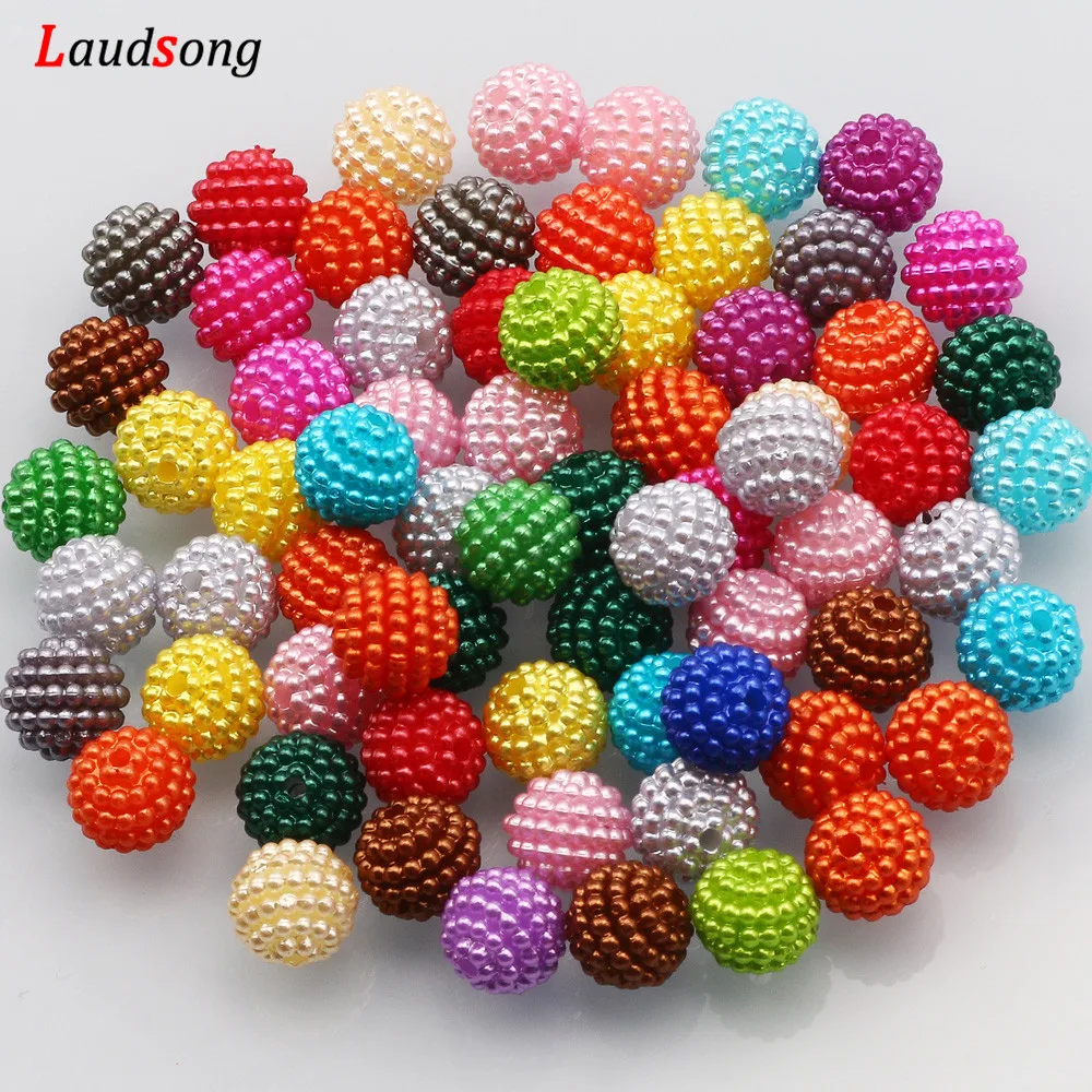 50pcs 10mm Mixed Color Bayberry Acrylic Beads Round Imitation Pearl Beads For Jewelry making Handmade DIY Bracelet Necklace