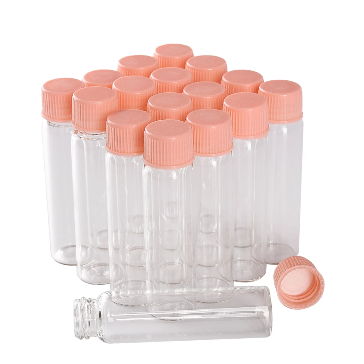 wholesale 100 pieces 6ml 16*60mm Empty Glass Bottles with Pink Plastic Lids Mini Glass Bottles Tiny Jars Vials