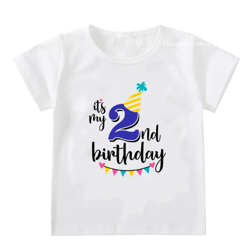 2020 Happy Birthday Children T-shirt for Boys Girls Short Sleeve Toddler Kids Party Clothes for 1 2 3 4 5 6 7 8 Years Old Child