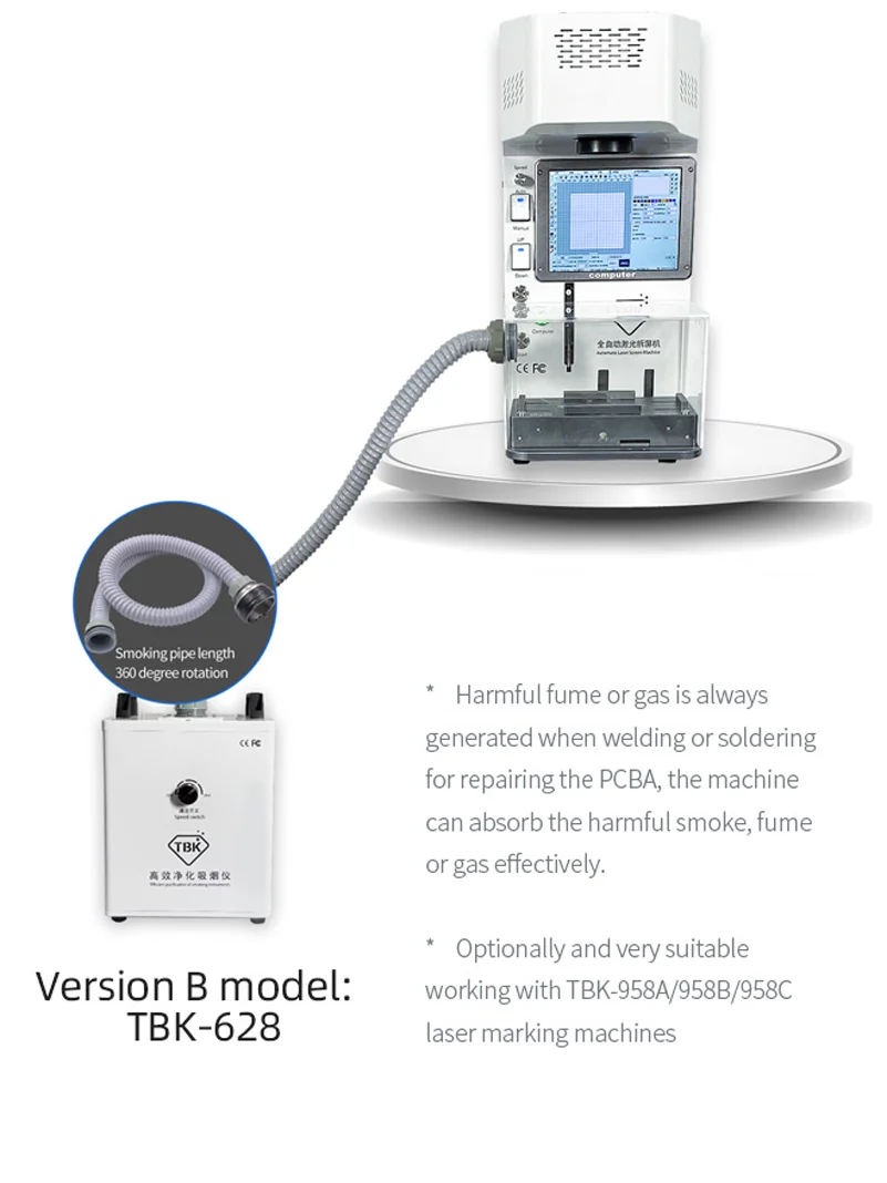 TBK-628 150W Roken luchtreiniger Hoge filtering voor tbk laser machine telefoon reparatie Lassen draagbare Rook Dampafzuiger