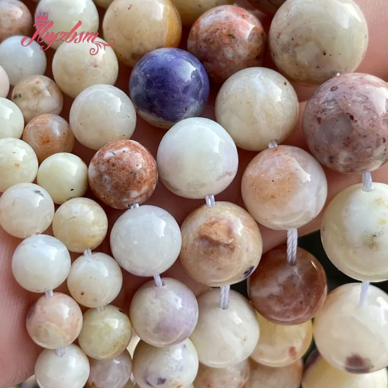 Natural AA Opal Round Smooth Loose Stone Beads 6/8/10/12mm for DIY Accessories Necklace Bracelet Jewelry Making 7inch/15inch