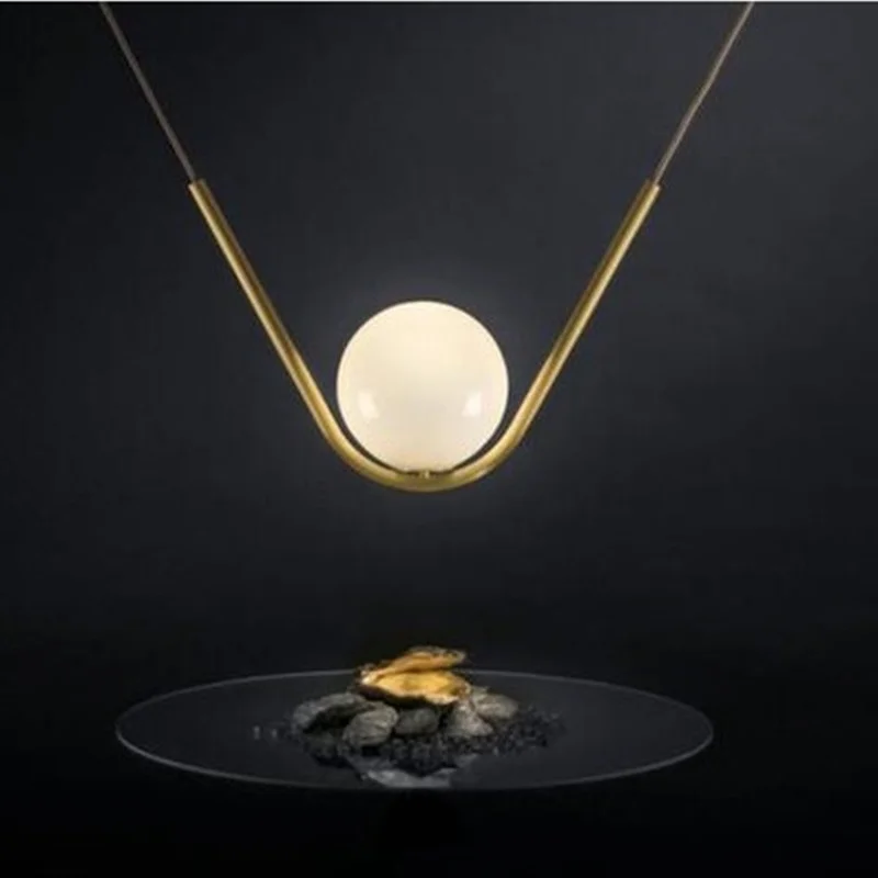 

Nordic Creative V Shape Gold Pendant Lights Led Glass Ball Hanging Lamp Home Fixture Kitchen Lighting Industrial Decor Luminaire