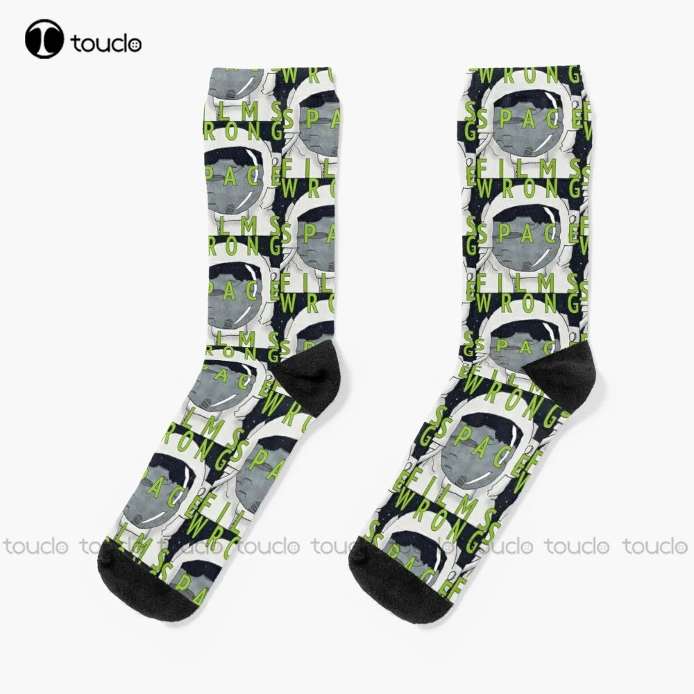 Wrong Space Films Logo With Green Lettering  Socks Custom Socks Christmas New Year Gift Unisex Adult Teen Youth Socks Funny Sock