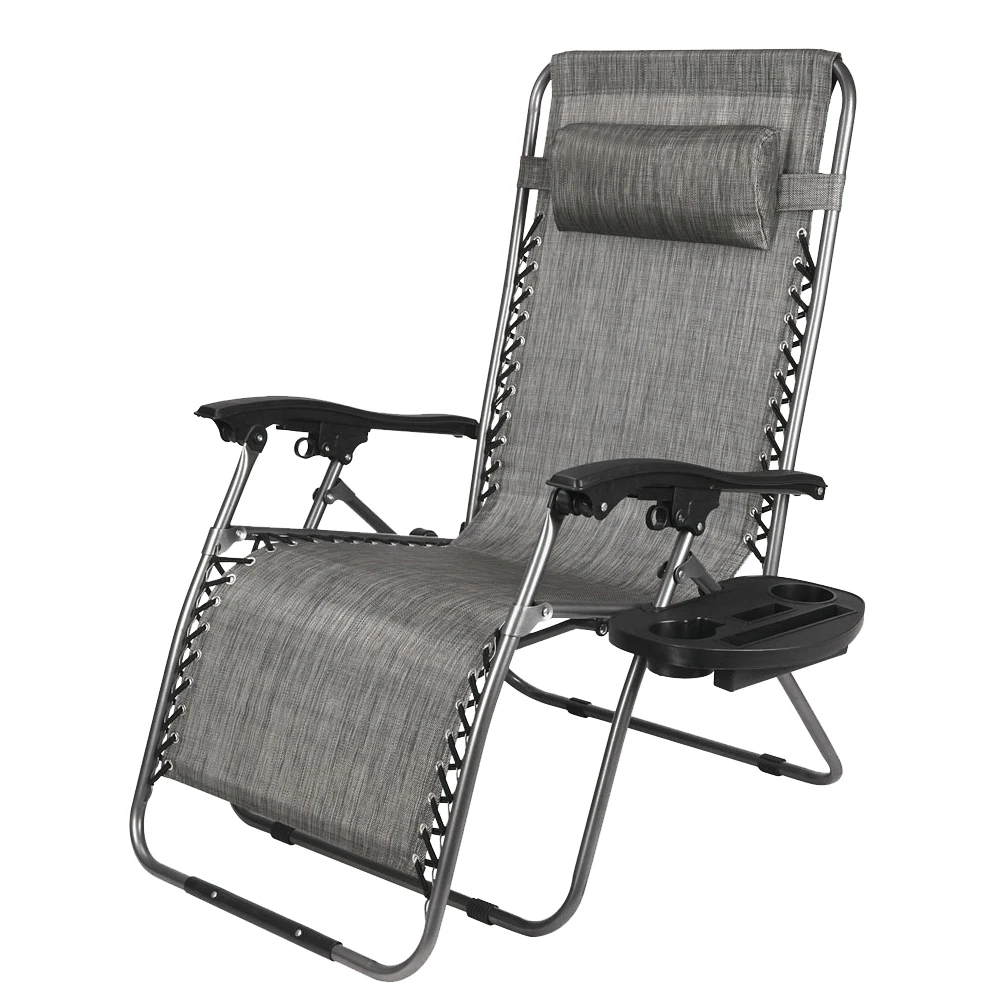 Zero Gravity Lounge Chair Widened Folding Chair Leisure Chair Gray for Backyard Beach and Sporting Events US Warehouse