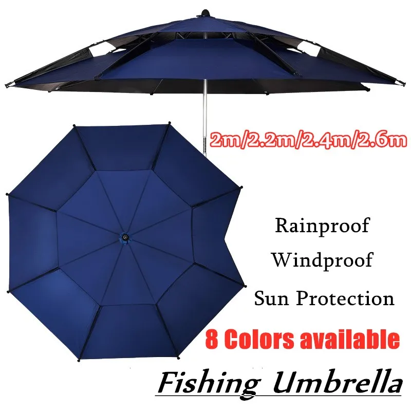 

Folding Large Fishing Umbrella 2-2.6m Outdoor Camping Travel Beach Umbrella Rainproof Sun Protection Awning Sunshade Shelter