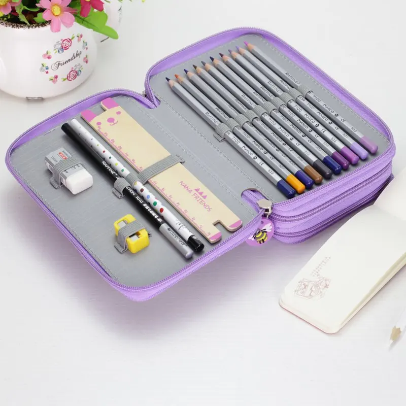 36/48/72 Holes Oxford School Pencil Case Kawaii Penalty Pencilcase Large Pen Bag Box Multi Kids Multifunction Stationery Pouch