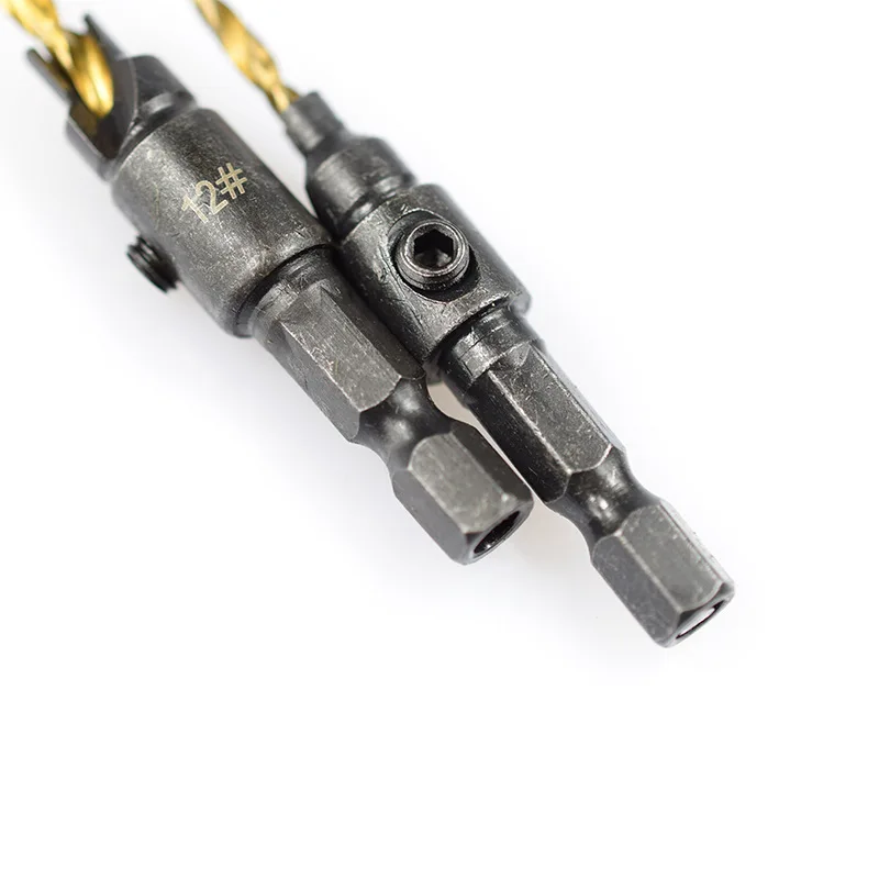 5pcs trapano svasatore Set di punte per trapano per legno fori pilota per viti dimensioni #5 #6 #8 #10 #12 utensili a vite con codolo esagonale