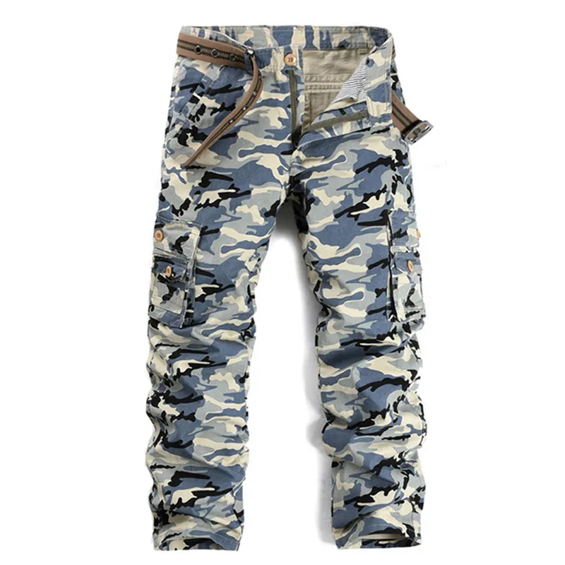 [EL BARCO]-pantalones Cargo de camuflaje para hombre, Pantalón de algodón suave y transpirable, color azul y verde militar, novedad de otoño, 2017