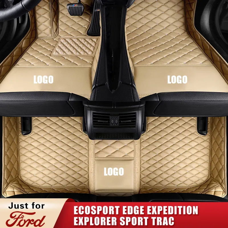 

Car Floor Mats for Ford EcoSport EDGE Expedition EXPLORER SPORT TRAC Crew Cab Pickup SUV Auto Mat Carpet Cushion Custom Leather