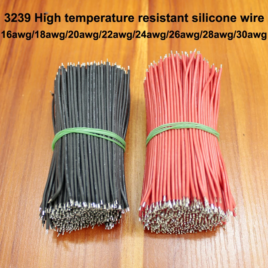 1000pcs/lot High temperature silicone wire 3239 battery power conductive welding harness double-headed tinned AV wire 16-30awg