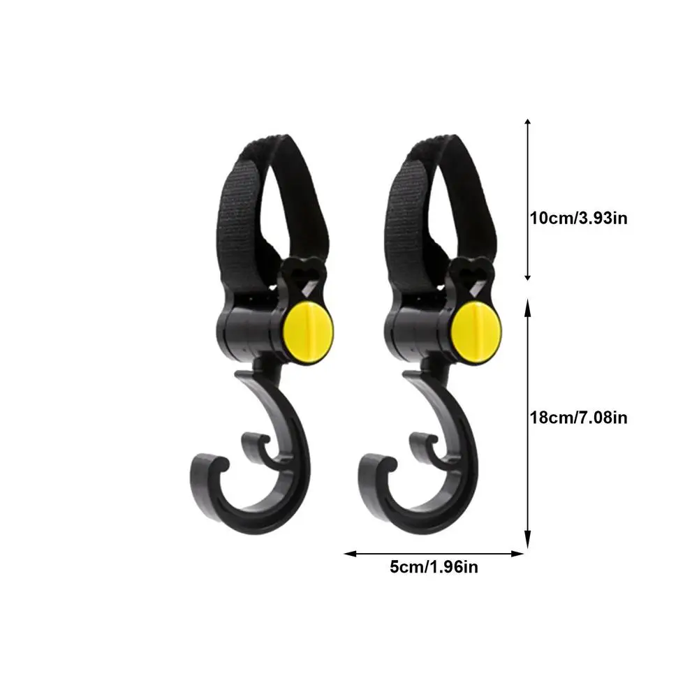 2pcs Baby Hanger Baby Bag Stroller Hooks Pram Rotate 360 Degree Baby Car Seat Accessories Stroller Organizer Double Hook Hooks