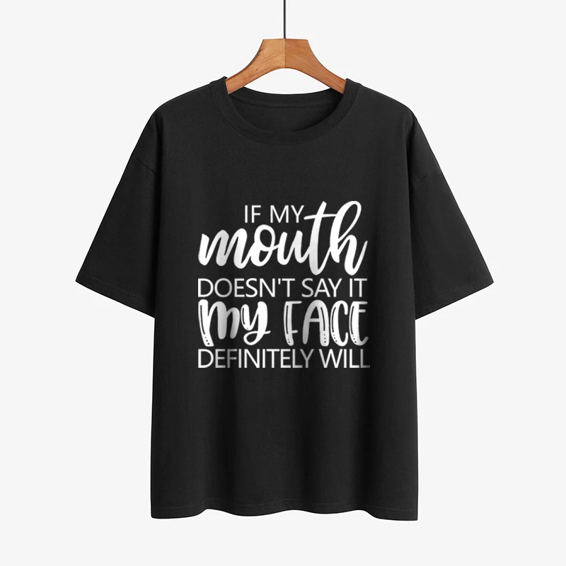 

Летняя женская футболка с коротким рукавом для женщин-s мой рот лица принт ops ee