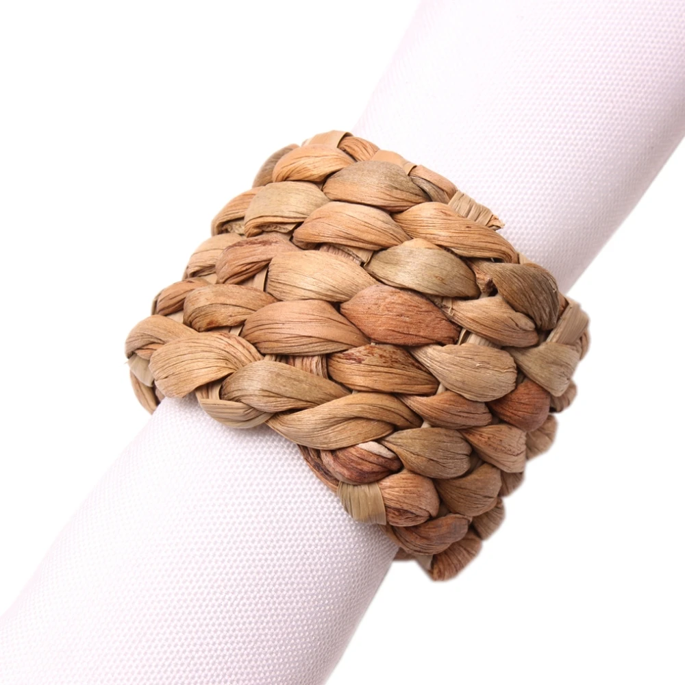 

5/10/15PCS Natural Material Straw Corn Husk Napkin Ring Water Hyacinth Grass Napkin Buckle Napkin Ring Home Party Wedding Decor