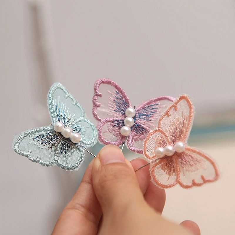 NEW 4PCS/Set 3D Butterfly Lace Fabric Stereoscopic Patches Embroidery Headwear DIY Clothing Sewing Supplies Decorate Accessories