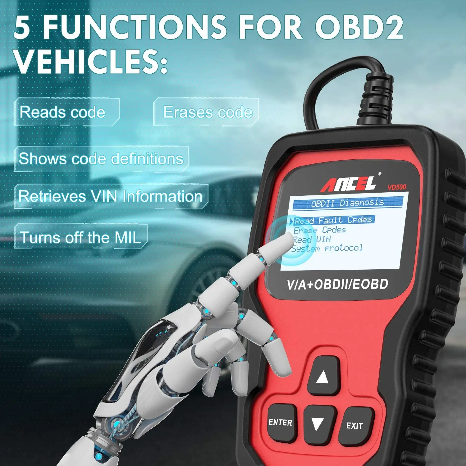 Ancel VD500 OBD2 Scanner Automotive Code Readers Diagnostics Tool Full System Scan Engine Check Oil Reset For VAG VW Audi Skoda