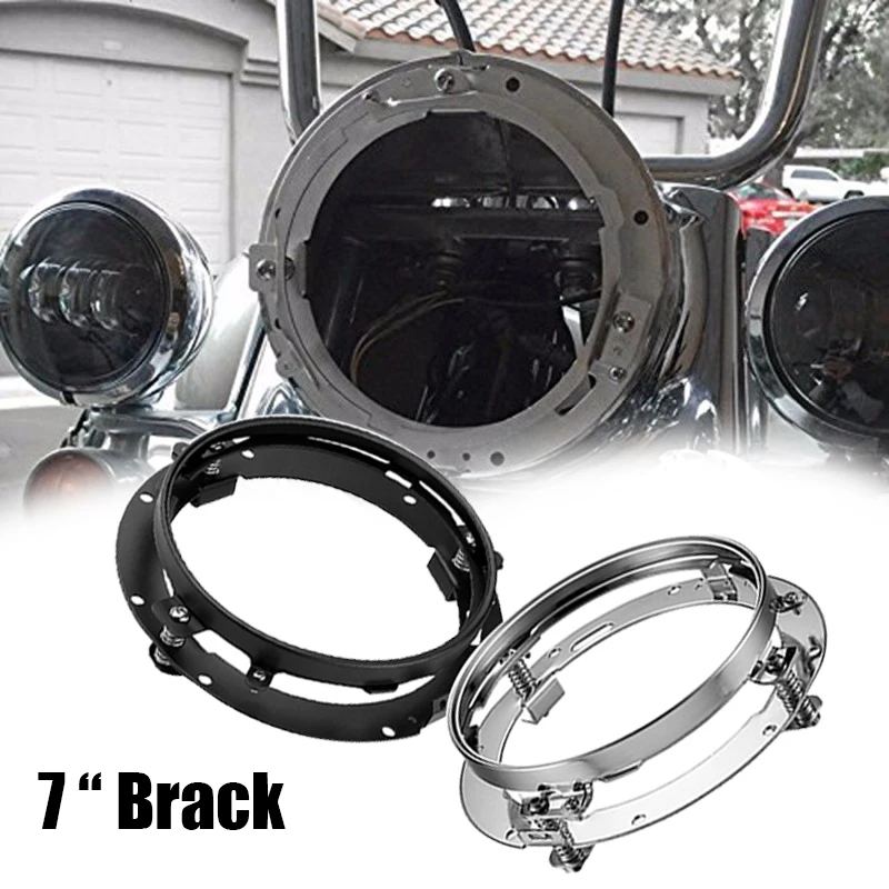 1PC 7 Inch LED Headlights Trim Ring, Black/Chrome Round Mounting Bracket for 7Inch LED Headlights Motorcycles