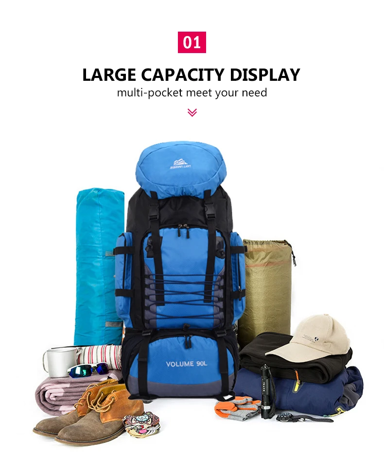 Aytop 90L Sac à Dos Randonnée Trekking Imperméable - Homme Femme Camping Escalade