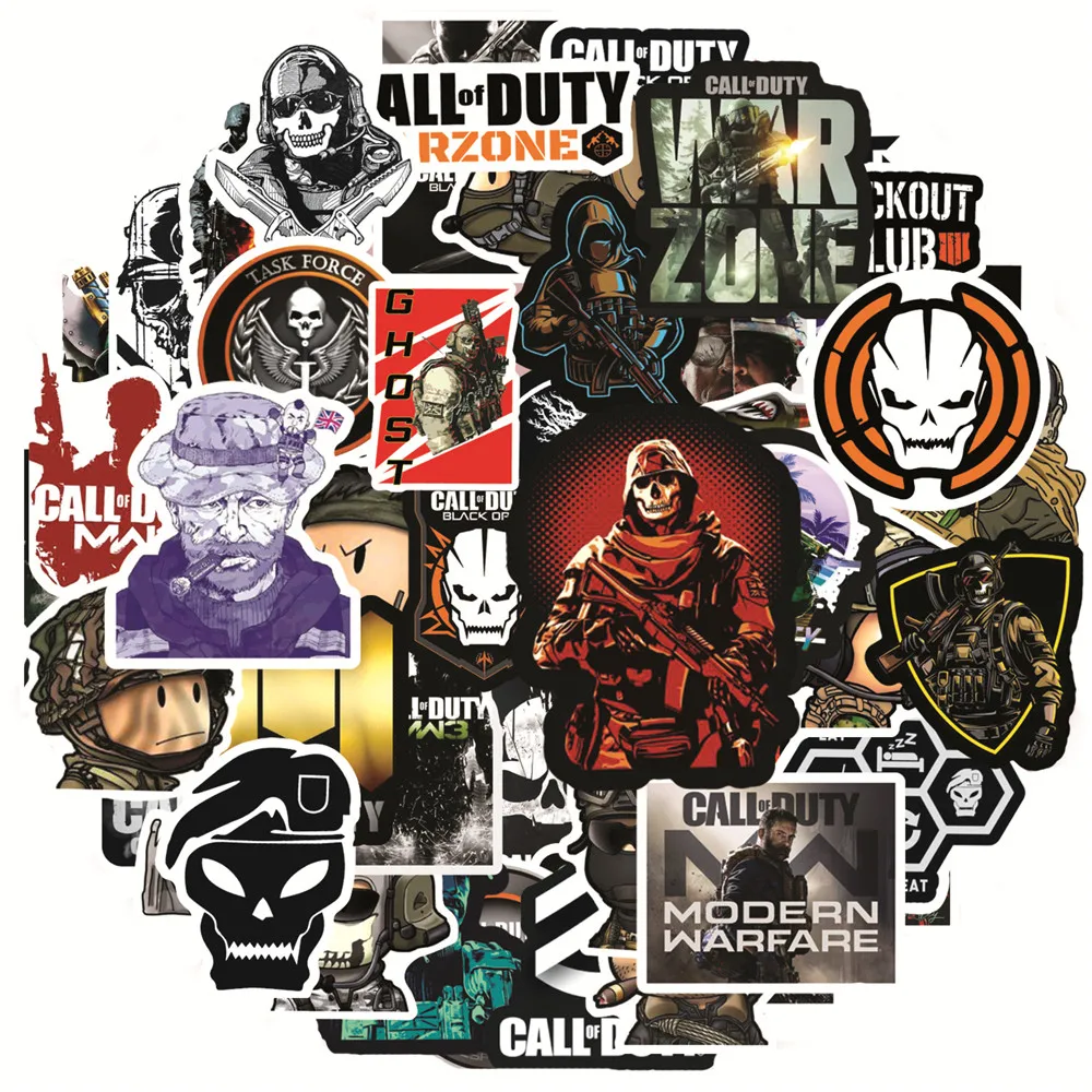 

50PCS For Call of Duty Game Stickers Waterproof for Notebook Luggage Skateboard Bicycle Phone Suitcase Laptop Sticker