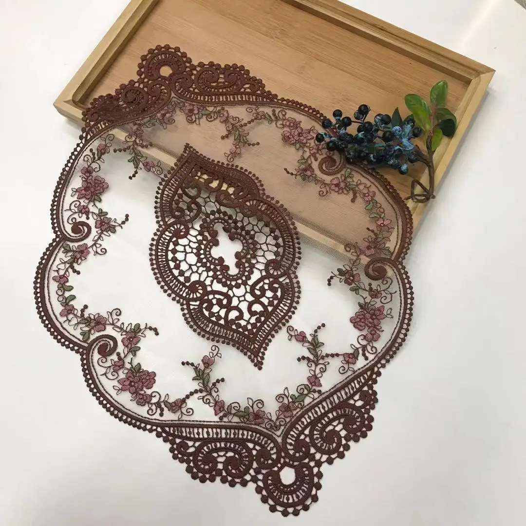 Dining Table Embroidery Craft Placemat European Style Lace Fabric Insulation Plate Mat Anti-Scald Coaster Desktop Decoration