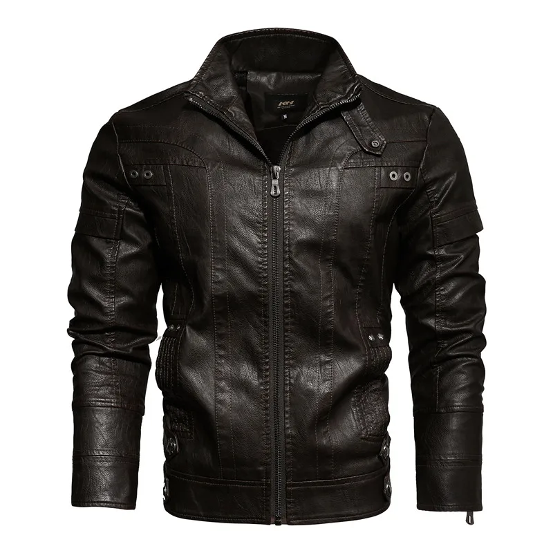 Chaqueta de motocicleta para hombre, abrigo de lana con cremallera, bordada, informal, de piel sintética, novedad, otoño e invierno, 2021