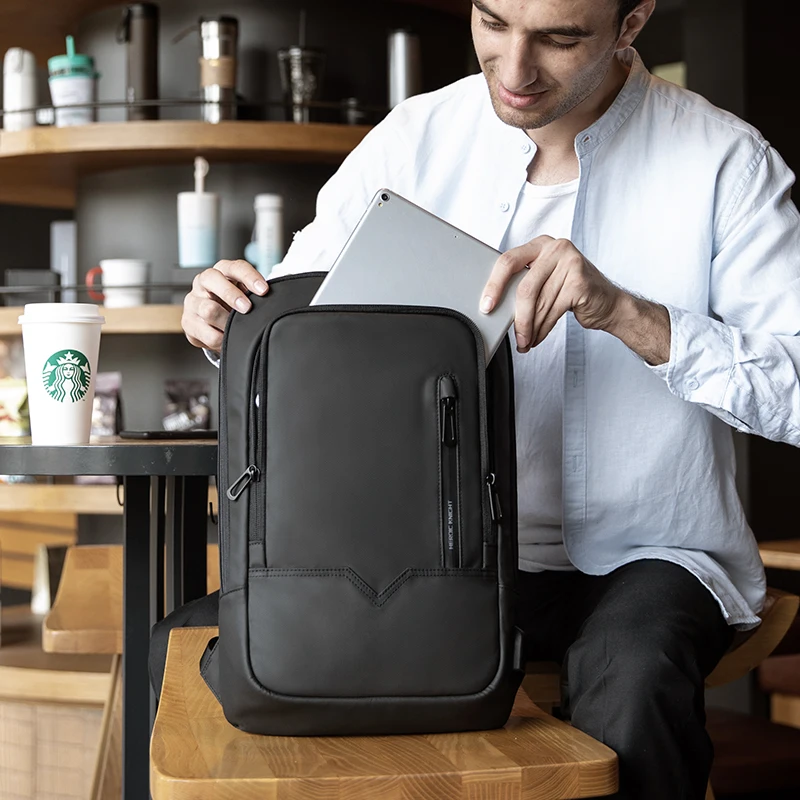 Hk Slim Laptop Backpack Men 14 Inch Office Work Women Backpack Thin Business Bag Unisex Black Ultralight Small Backpack School