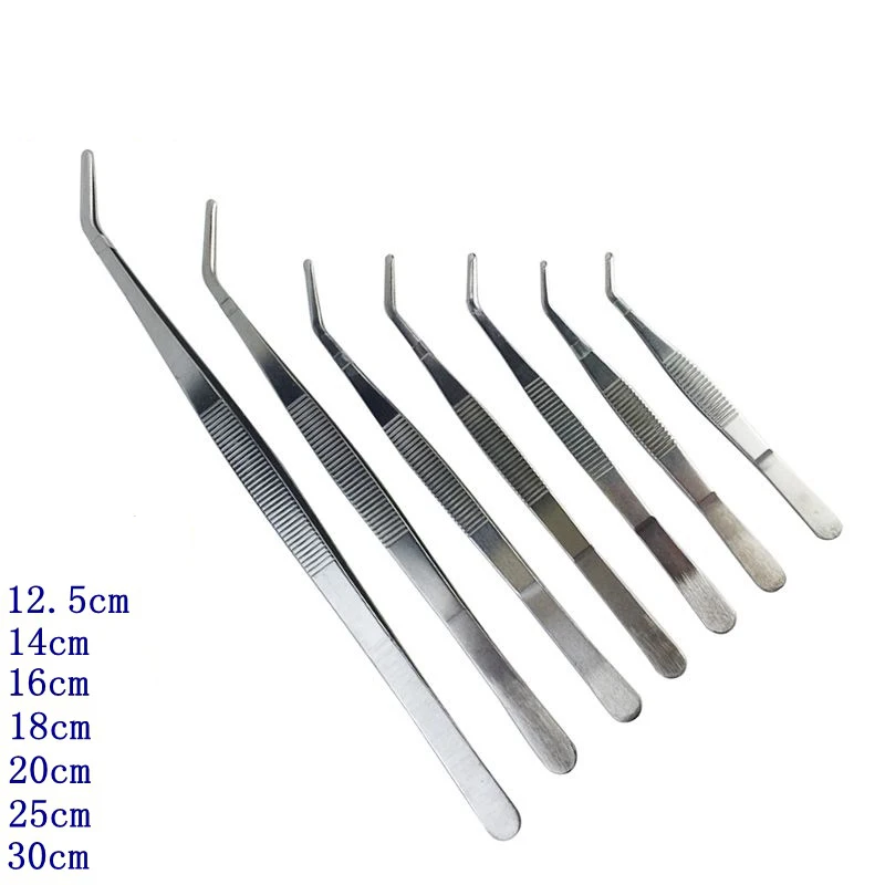 2Pcs/set Multi-popuse Stainless Steel Tweezers High-precision Household Medical Extension Long Electronic Repair Food Tweezers