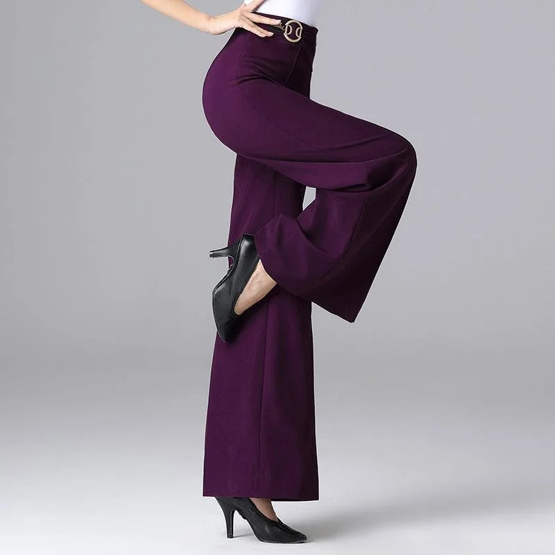 Latin Dance Wear High Waist Pants Modern Ballroom Dress Winter Adult Costume Rumba Female Clothing Wide Leg Flared Trousers