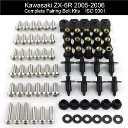 Juego completo de pernos de carenado para motocicleta Kawasaki, Kit de Clips de carenado, tornillo de tuerca de velocidad de acero inoxidable, compatible con ZX6R ZX-6R 2005 2006