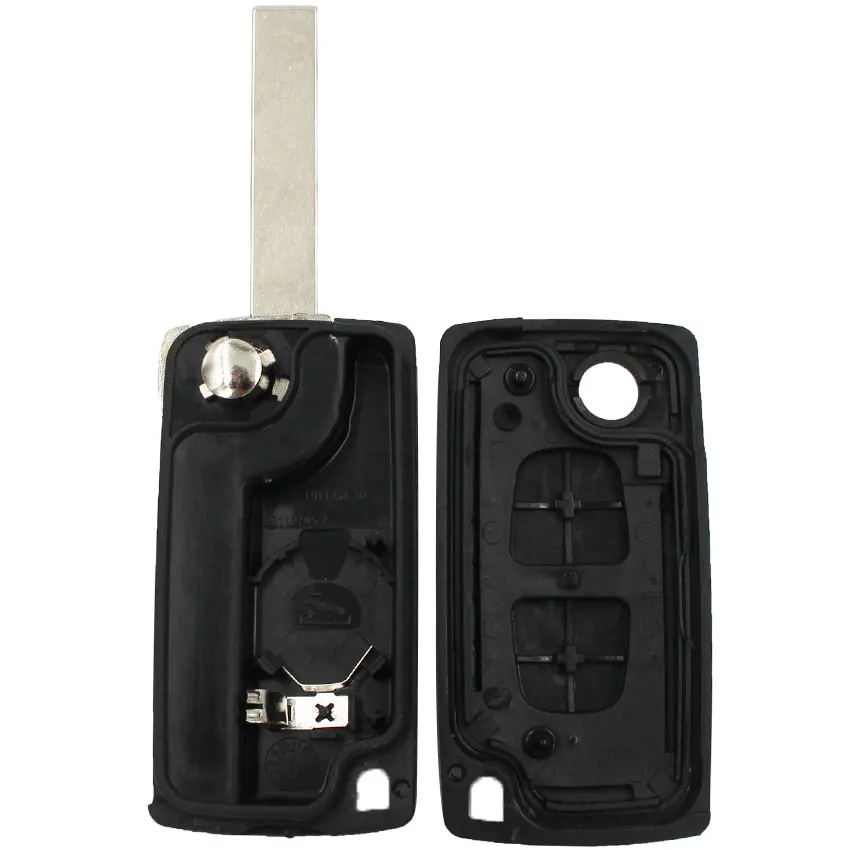 2 Button Smart Remote Car Key Shell Case Housing For Peugeot 207 307 308 SW with Groove & Battery Holder CE0536 HU83 Uncut Blade