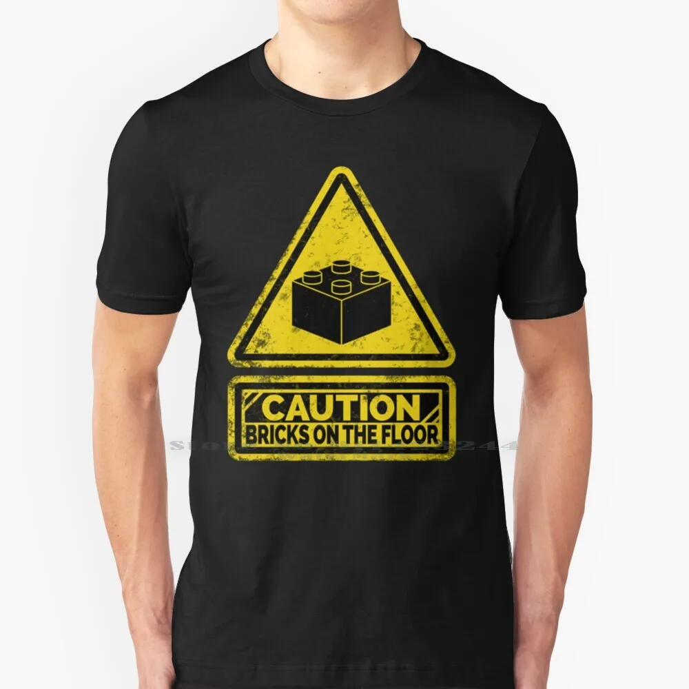 Watch Your Steps T Shirt Cotton 6XL Barefoot Caution Sign Game Signal Warning Kids Funny Geek Nerd Joke Bricks Awesome