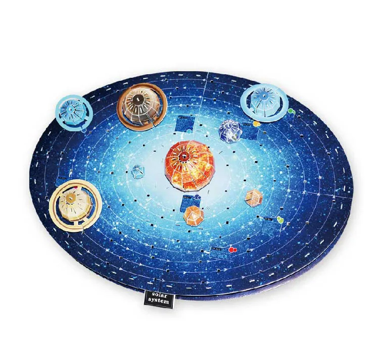 Solar System Nine Planets 3D Jigsaw Space Puzzle Construction Brick Model Paper Building kids toys for children