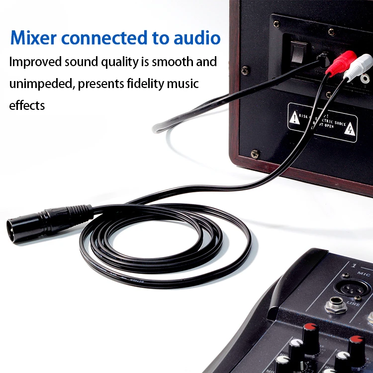 เสียง RCA ชาย2 XLR 3พินชายหญิง Cannon เครื่องขยายเสียงผสมปลั๊ก AV สาย Dual XLR ถึง dual RCA