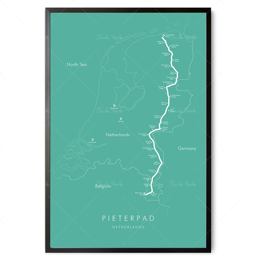 خريطة بيترباد | ملصق درب بيترباد | المشي لمسافات طويلة في هولندا | خريطة درب الفن | تخفيف مغامراتك #3