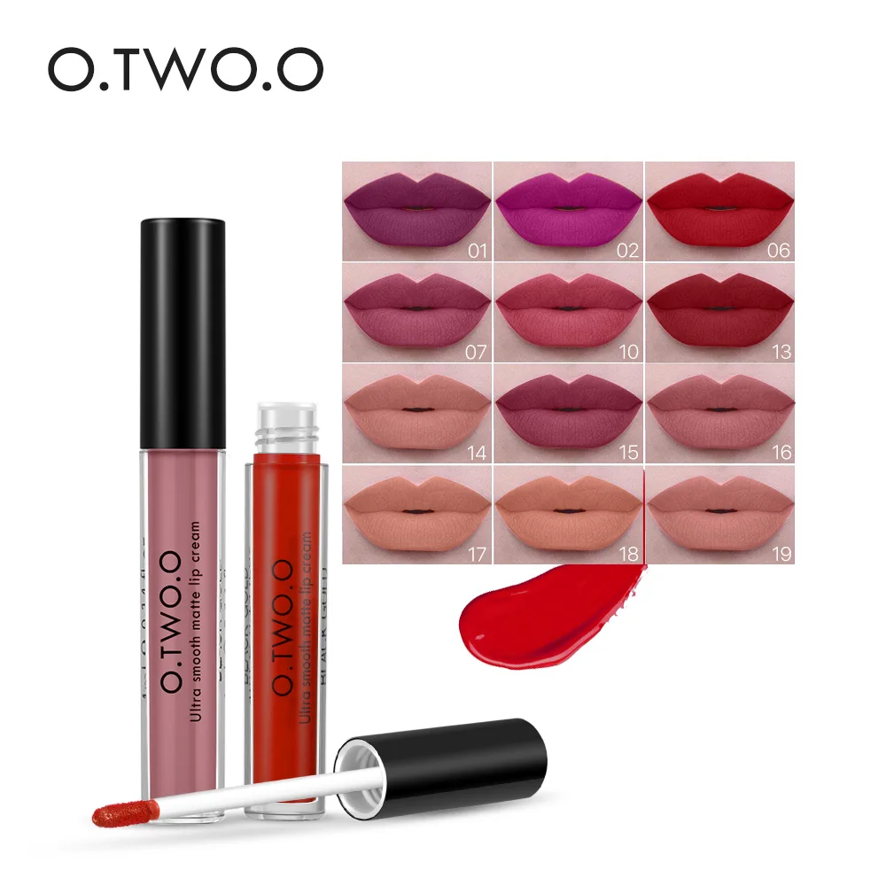 O.TW O.Oผ้าไหมVelvet LiquidลิปสติกMatte Lip Glossกันน้ำLong Lasting Lip Makeupเนื้อนุ่มเซ็กซี่ผู้หญิงNude Lip stick