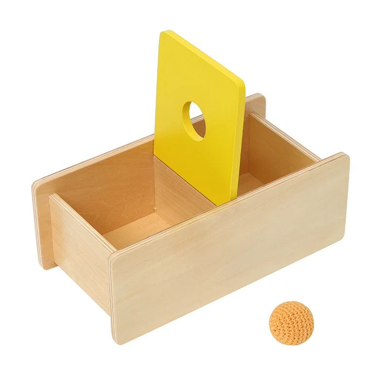 

Montessori Materials Infant Imbucare Box W/ Flip Lid N Knit Ball Early Childhood Education Game Hand-Eye Coordination Toys