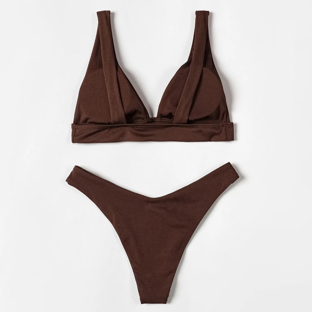 ZTVitality Sexy Brown Bikini Set 2022 recién llegado traje de baño acolchado de corte alto para mujer ropa de playa de verano traje de baño brasileño Biquini S-L