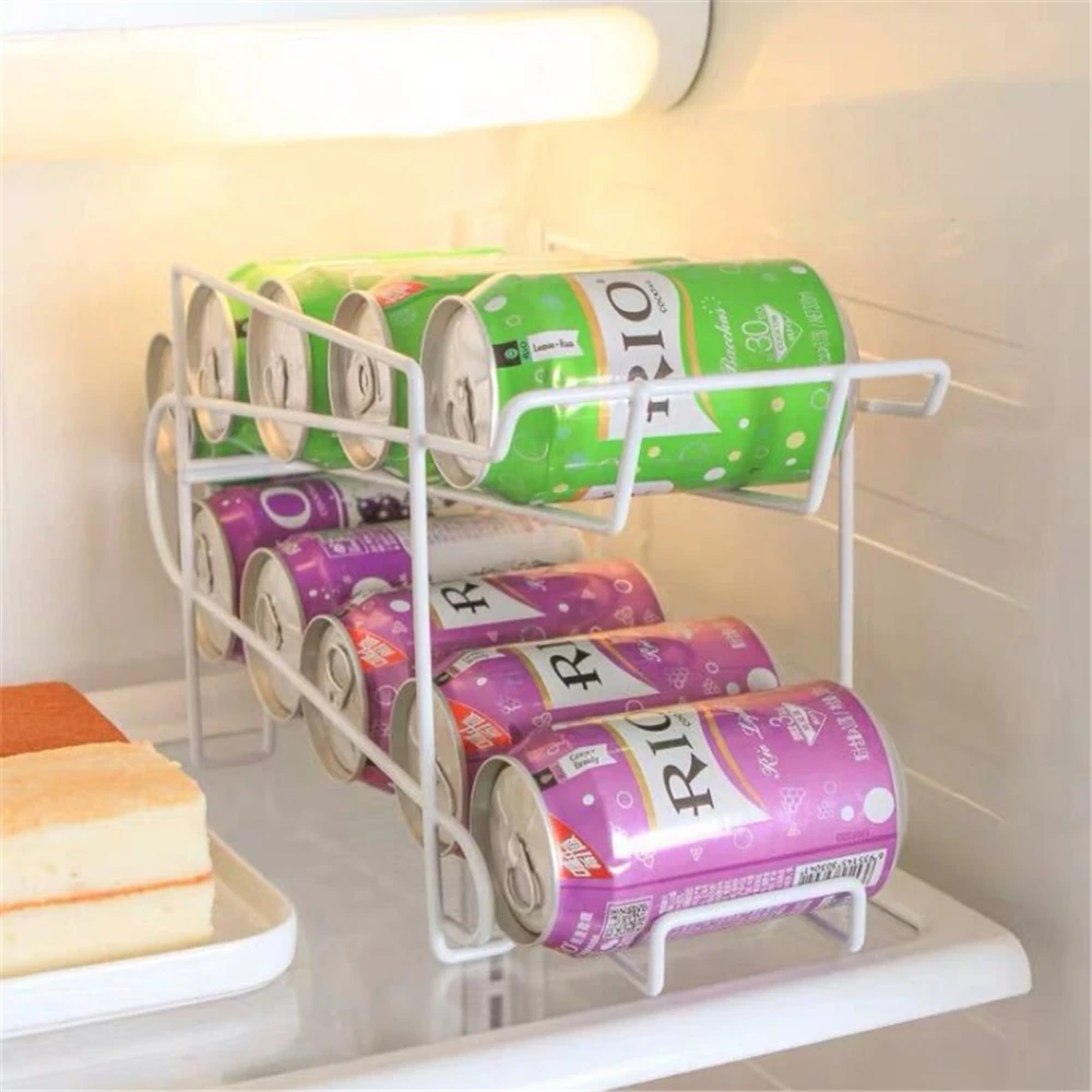 

Double-layer Refrigerator Drink Beer Cola Can Soda Storage Rack Finishing Shelf Fridge Beverage Organizer Kitchen Food Container