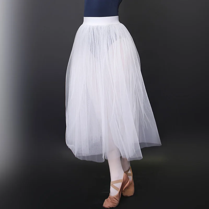 Ballet Skirt Long Ballet Tutu White Ballerina Tutus Adulto Women Lyrical Tulle Ballet Skirt Girl Ballerina Costumes 3 layer yarn