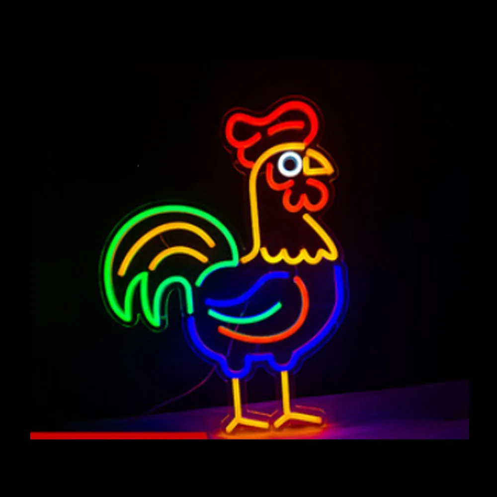 

Rooster Cock Neon Sign Custom Handmade Real Glass Tube Art Gift Bar KTV Club Store Home Decor Motel Display Light Lamp 14"X17"