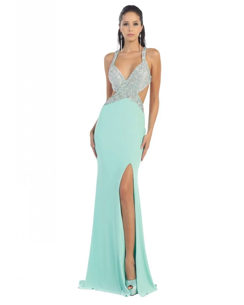 New Style Sexy Halter Neck Long Luxury Heavily Crystal Long Evening Dress 2015 New Arrival Formal Dresses Backless (MAE0014)