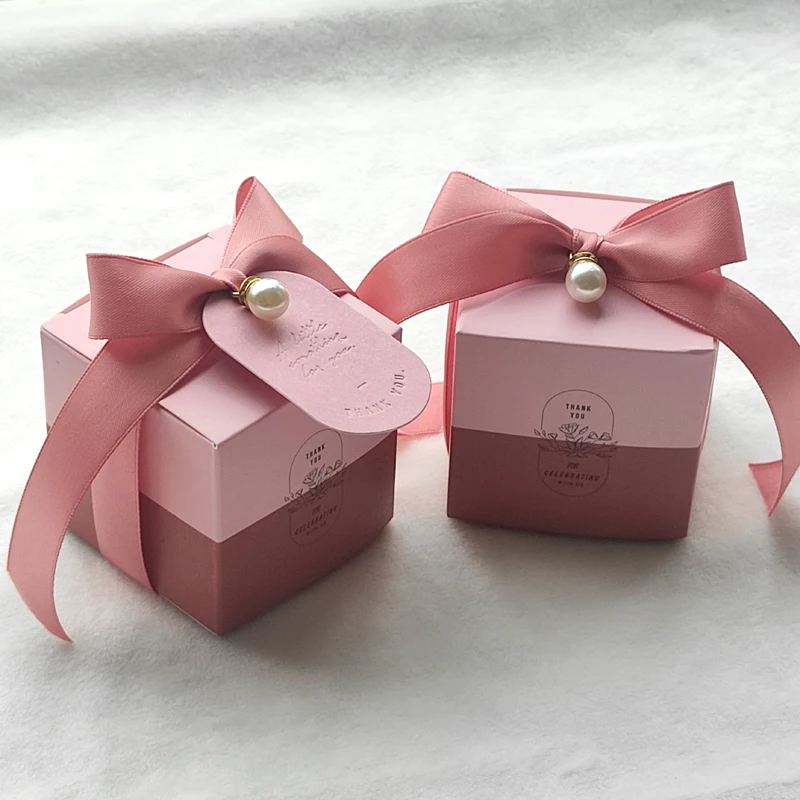 Gift Box Thank You Bags Pink Gift Bag  Boy&girl Paper Blue Chocolate Small Boxes for Birthday Party Wedding & Engagement Favors