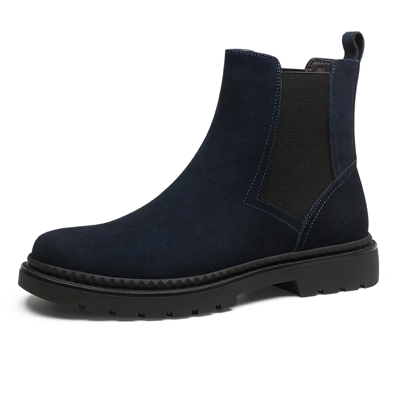 Fashion Black / Gray/ Brown/ Blue Mens Casual Shoes Nubuck Leather Chelsea Boots Male Ankle Boots