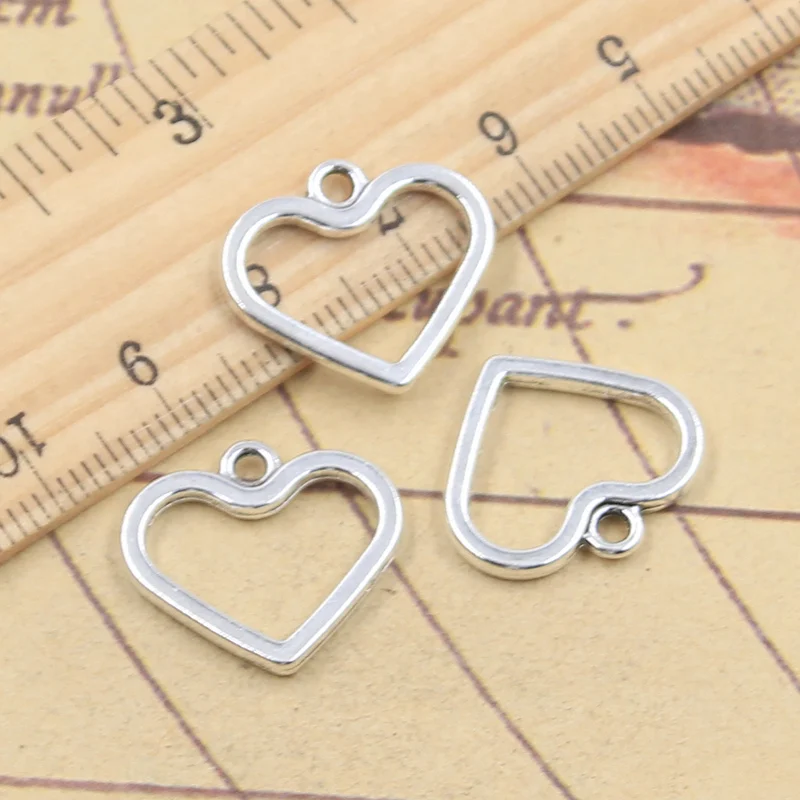 20pcs Charms Hollow Lovely Heart 17x19mm Tibetan Silver Color Pendants Antique Jewelry Making DIY Handmade Craft