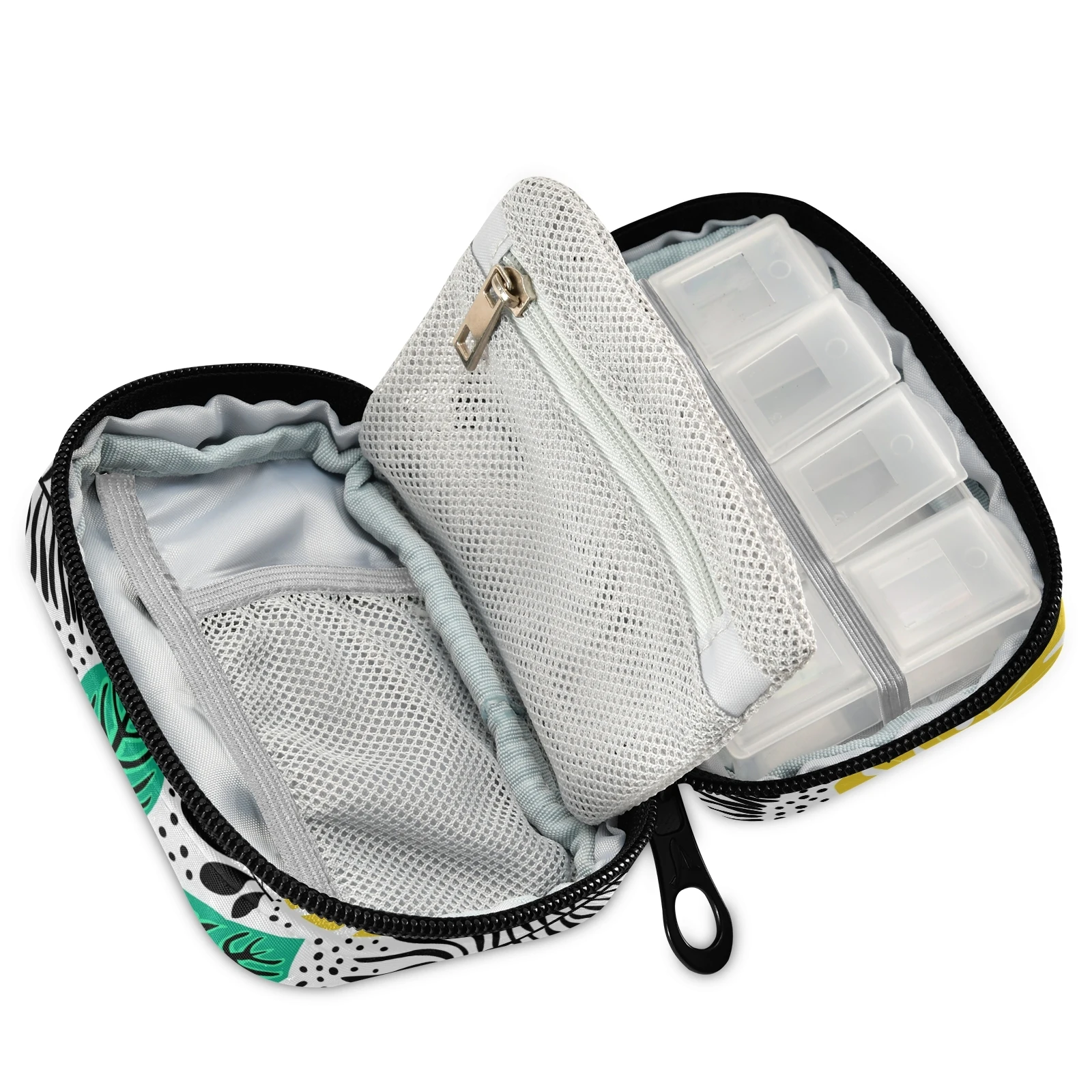 Portable Medicine Bag First Aid Bag Storage Emergency Kits Organizer Household Pill Bag Tropical palm leaves Travel Pill Box Bag