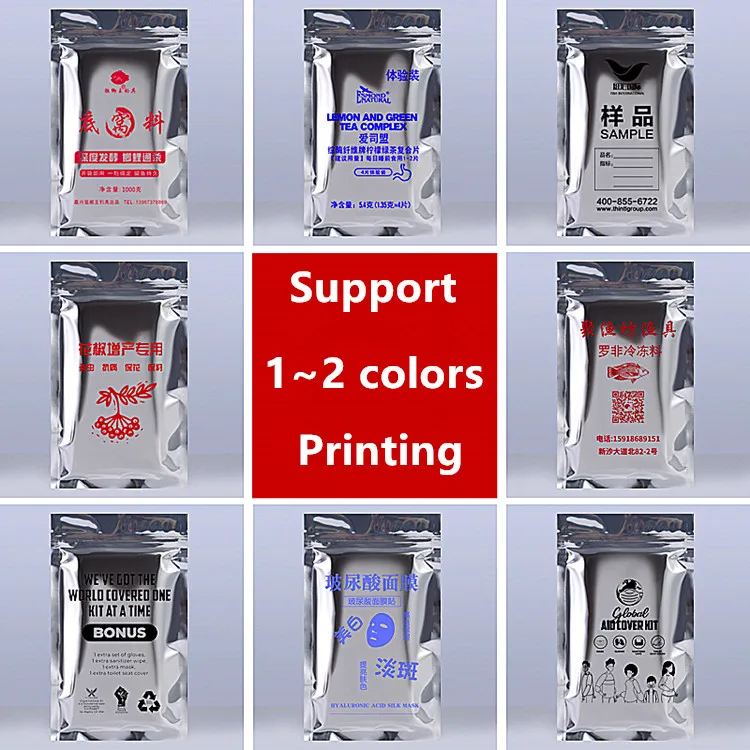 Clear Font Glossy Silver Window Ziplock Bag Resealable Silver Plastic Sugar Candy Coffee Powder Spice Storage Packaging Pouches