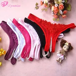 Lynmiss Delle Donne Thongs Erotica Perla Lingerie G-String Perizoma Riassunti Della Biancheria Intima Con Apertura Sul Cavallo Mutandine E Boxer Delle Donne Costumi Sexy Lingerie