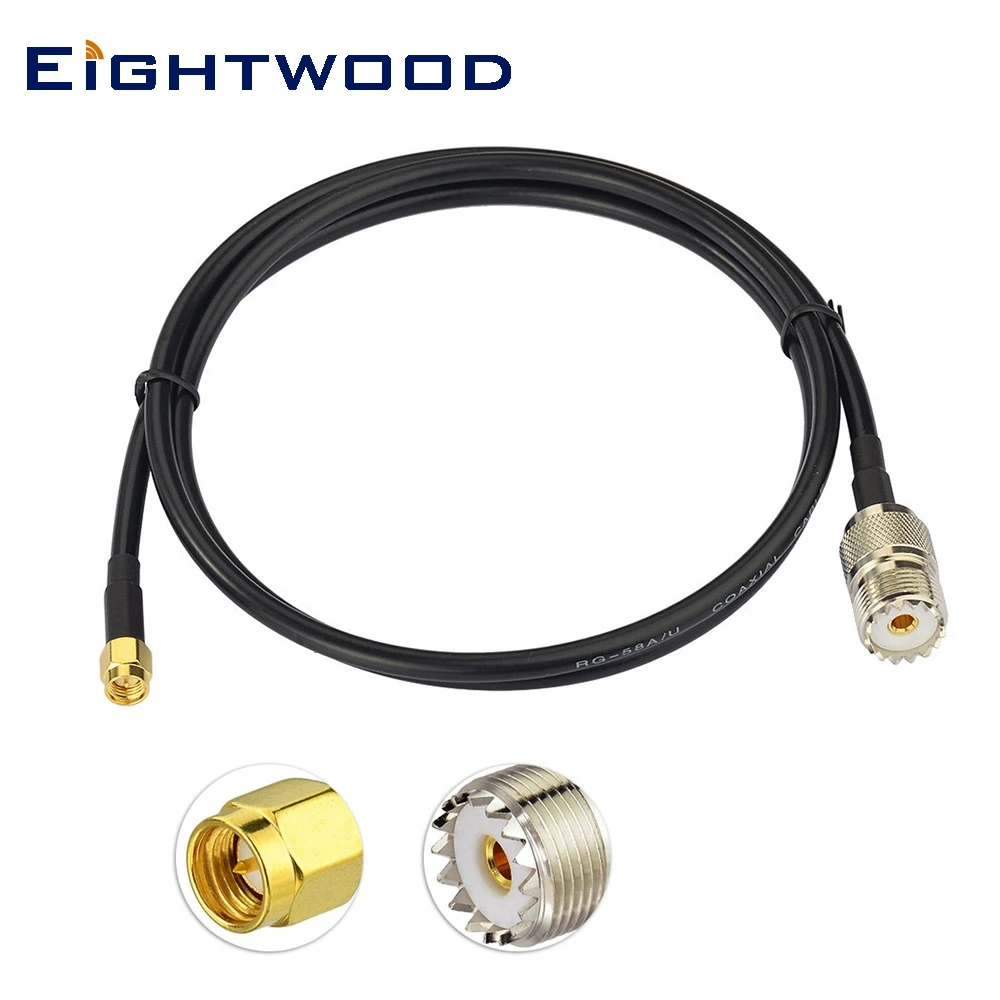 Eightwood RF Coaxial Coax Antenna Adapter Cable Assembly SMA Male Straight to UHF Female SO239 SO-239 Pigtail Jumper RG58 Cable