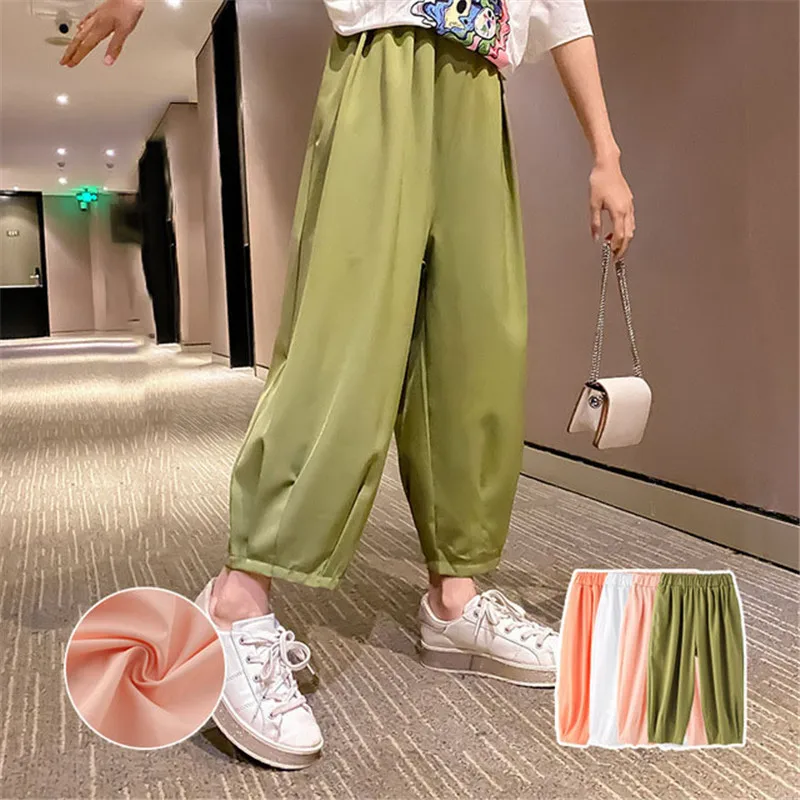 Teenage Girls Summer Pants 2023 Casual Fashion Loose Sport Pants Kids Wide Leg Pants School Children Trousers 6 8 10 12 Years