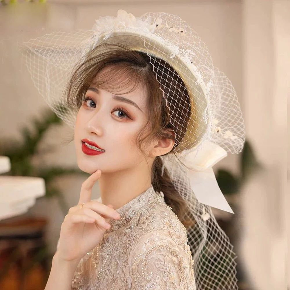 Fancy Bridal Hats Vintage Wedding Accessories Free Shipping Hats with Feathers Netting